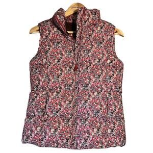 Lands' End Kids Red Floral Zip Down Puffer Vest‎ Size Medium